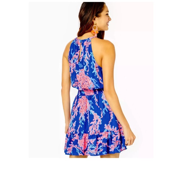 Lilly Pulitzer Pamelyn Lileese Borealis Blue Swim on over Print Dress. Size 12. - Picture 4 of 9